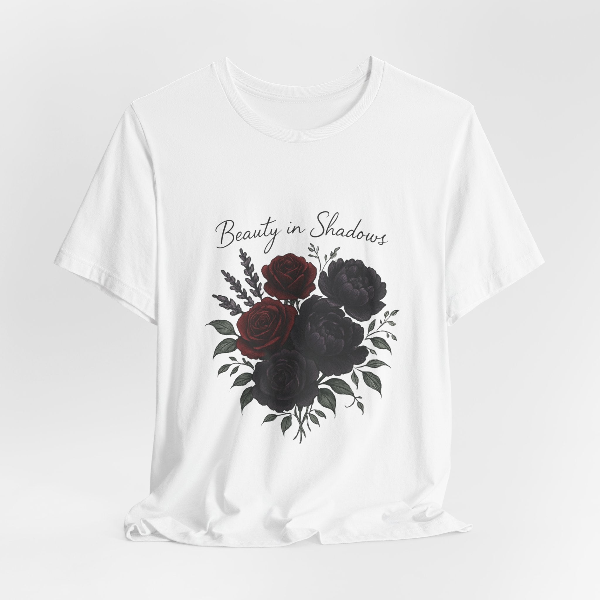 Floral Tee — "Beauty in Shadow" Dark Rose Bouquet Graphic T-Shirt