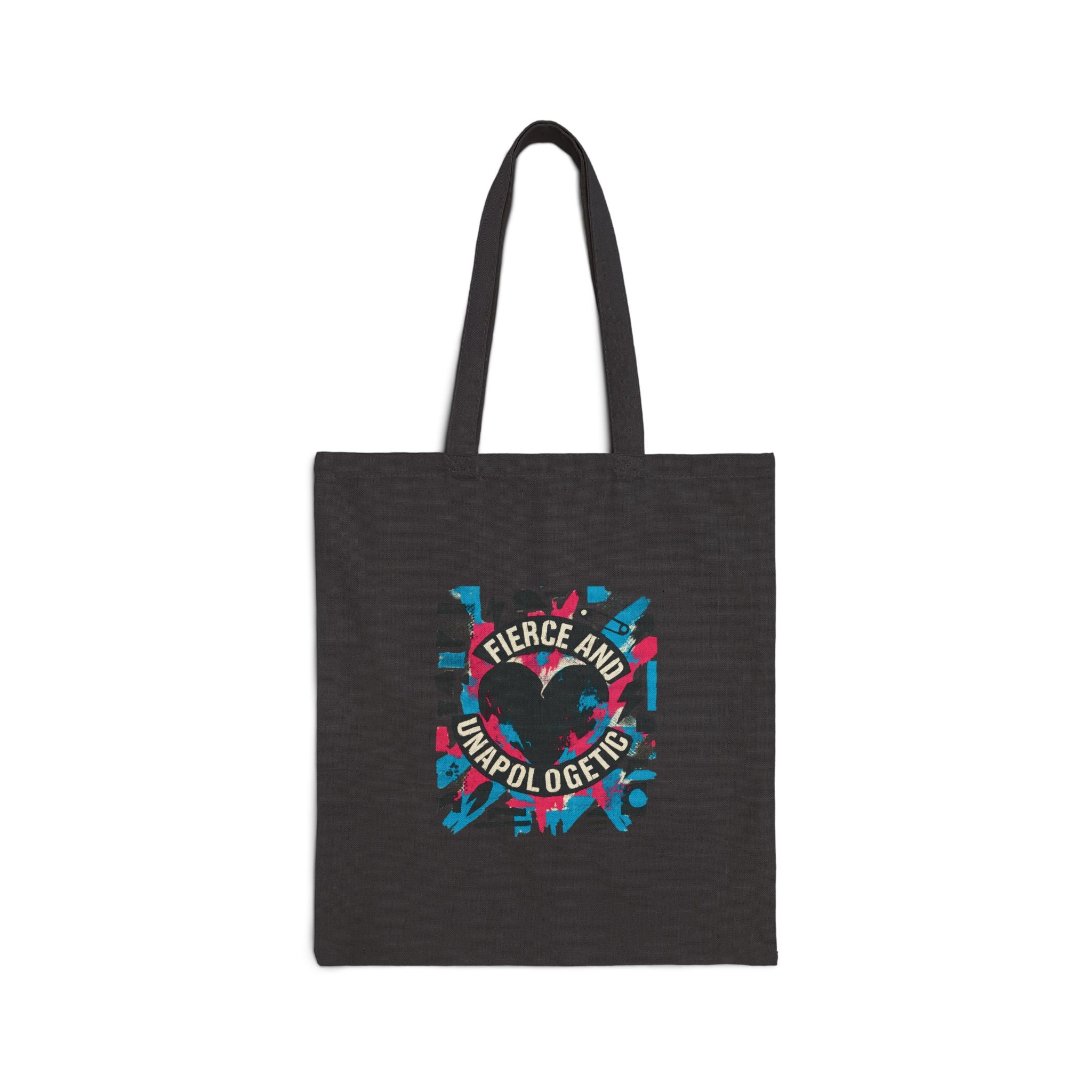 Tote Bag - "Fierce and Unapologetic" Heart Graphic Canvas Tote