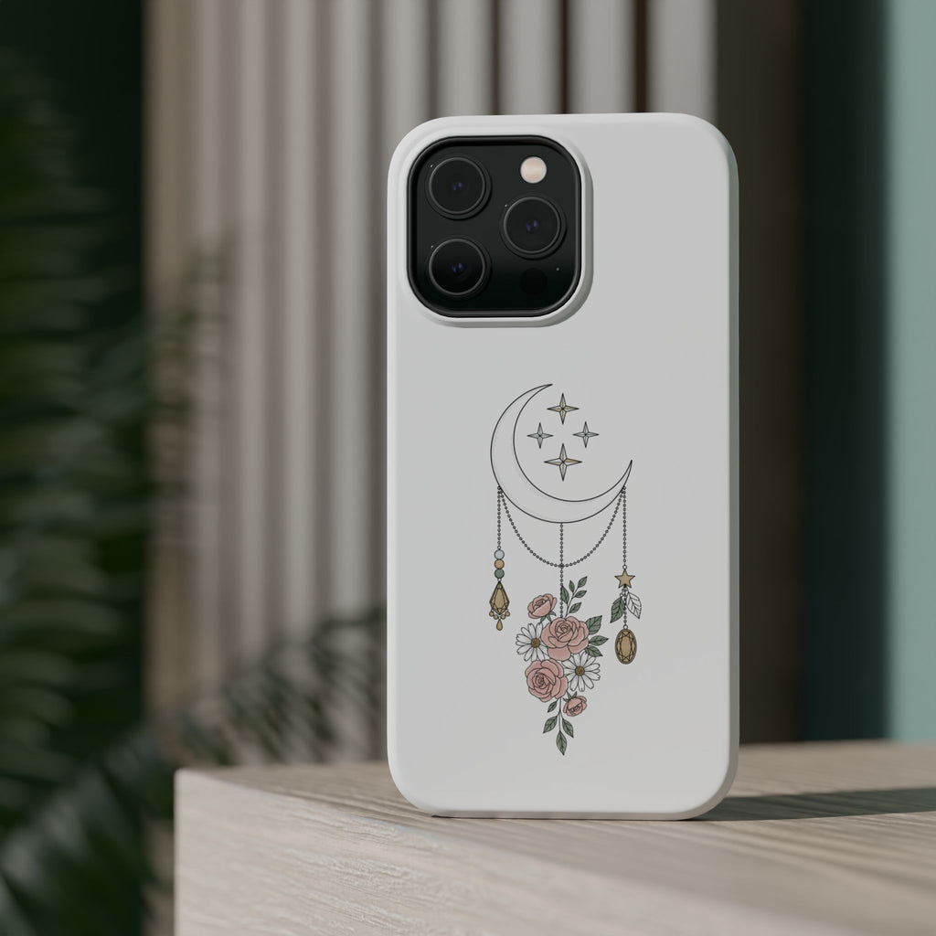 Moon & Roses Magnetic Impact Phone Case — Celestial Floral iPhone Cover