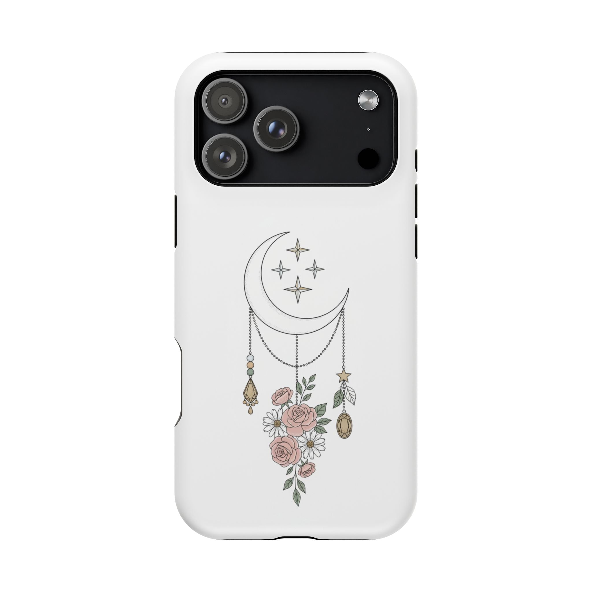 Moon & Roses Magnetic Impact Phone Case — Celestial Floral iPhone Cover