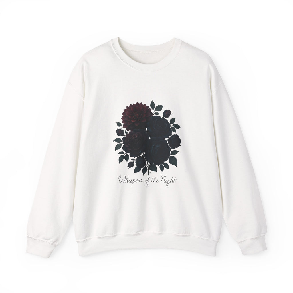 Crewneck Sweatshirt with Dark Floral ‘Whispers of the Night’ Design