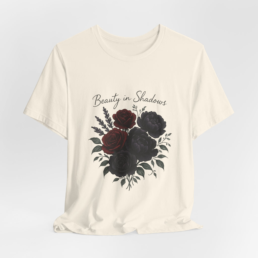 Floral Tee — "Beauty in Shadow" Dark Rose Bouquet Graphic T-Shirt