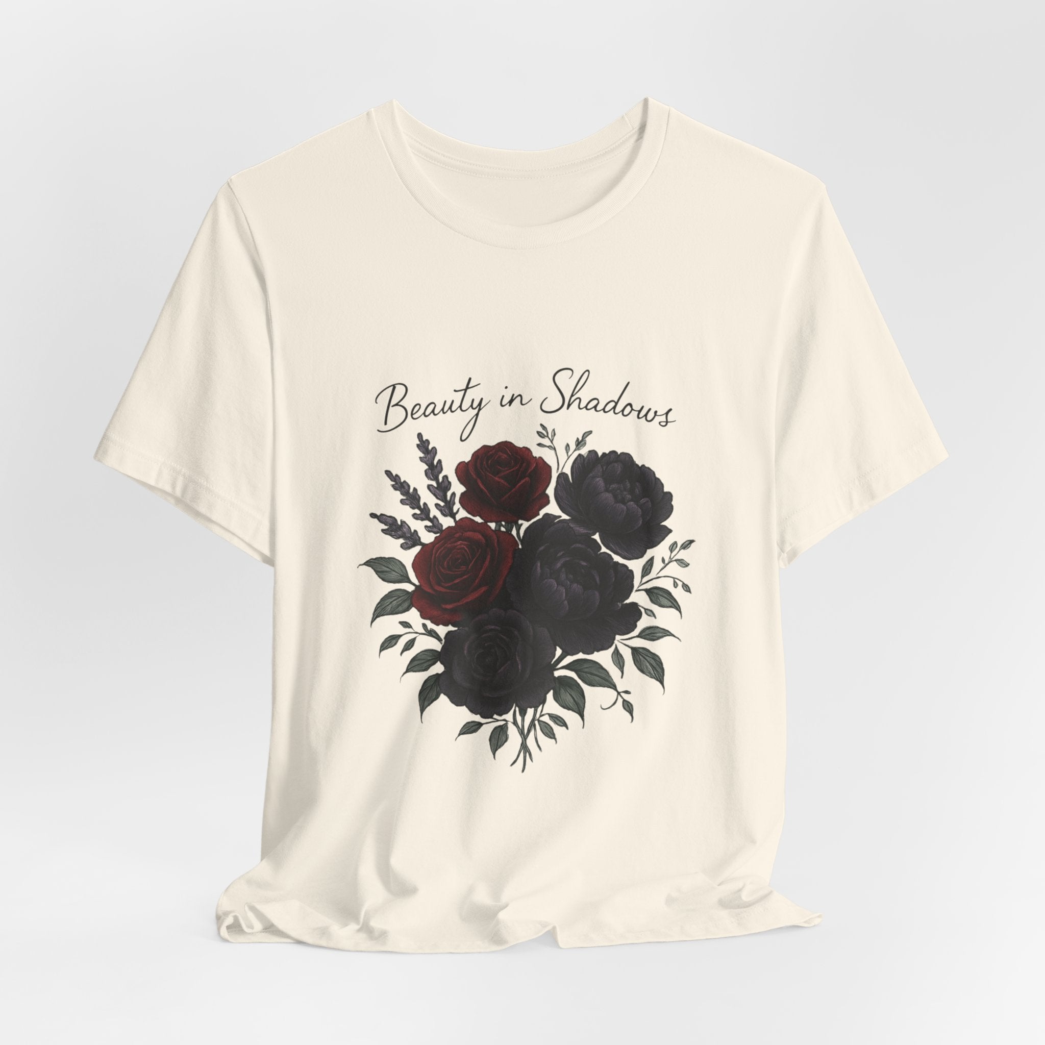 Floral Tee — "Beauty in Shadow" Dark Rose Bouquet Graphic T-Shirt