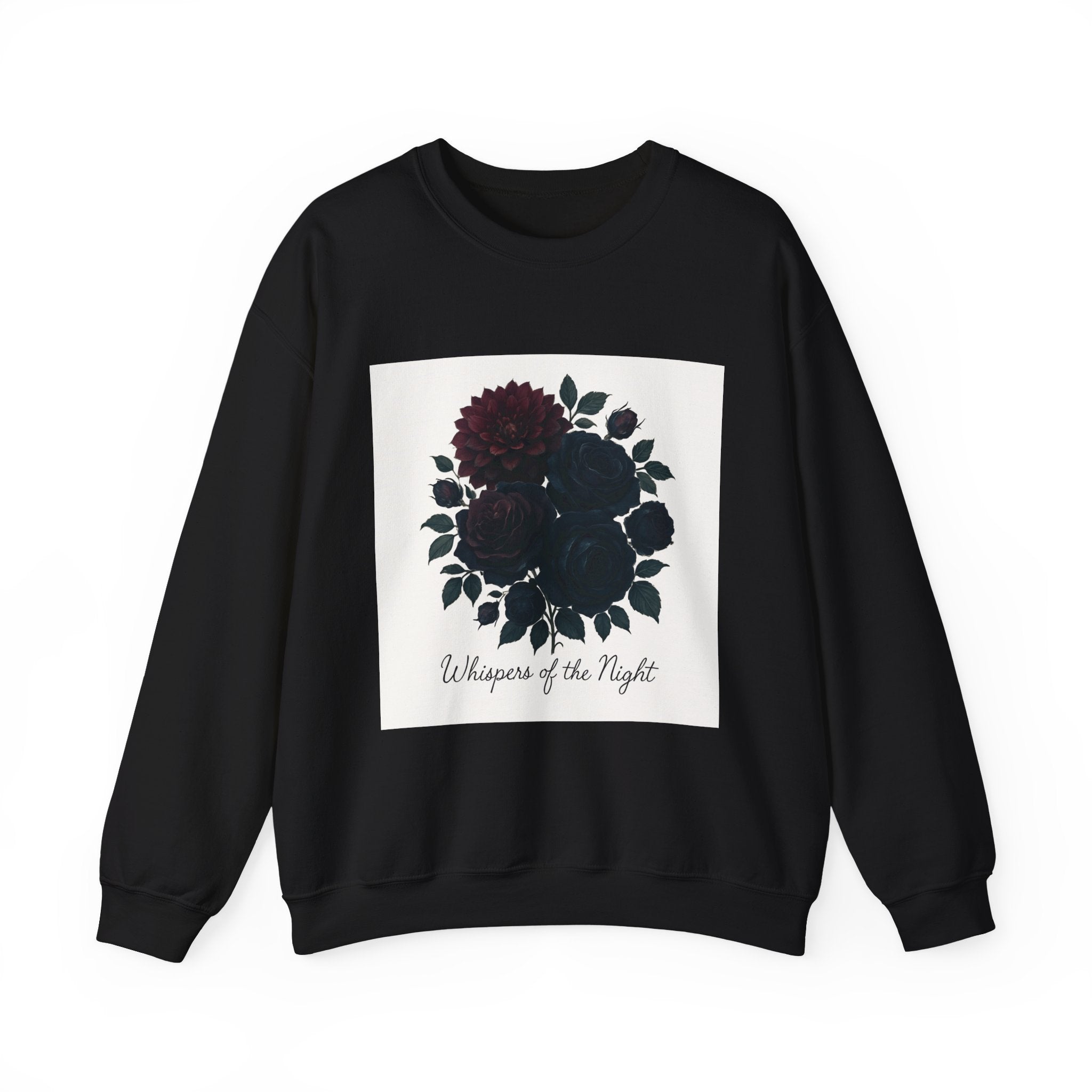 Crewneck Sweatshirt - 'Whispers of the Night' Floral Graphic