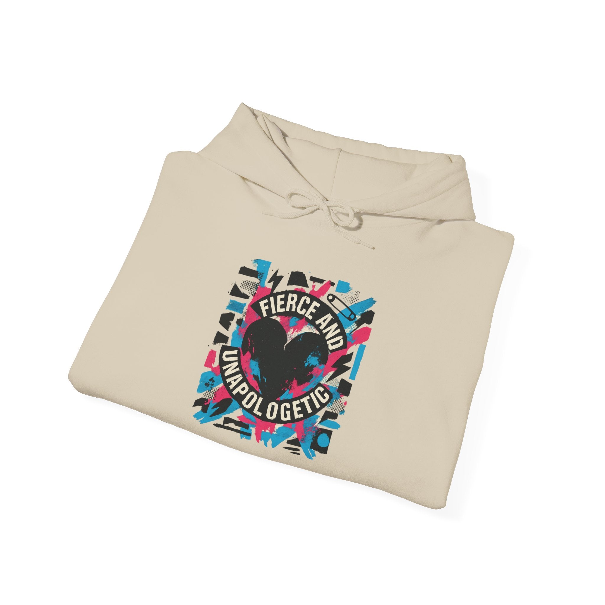 Hoodie — "Fierce and Unapologetic" Retro Heart Graphic