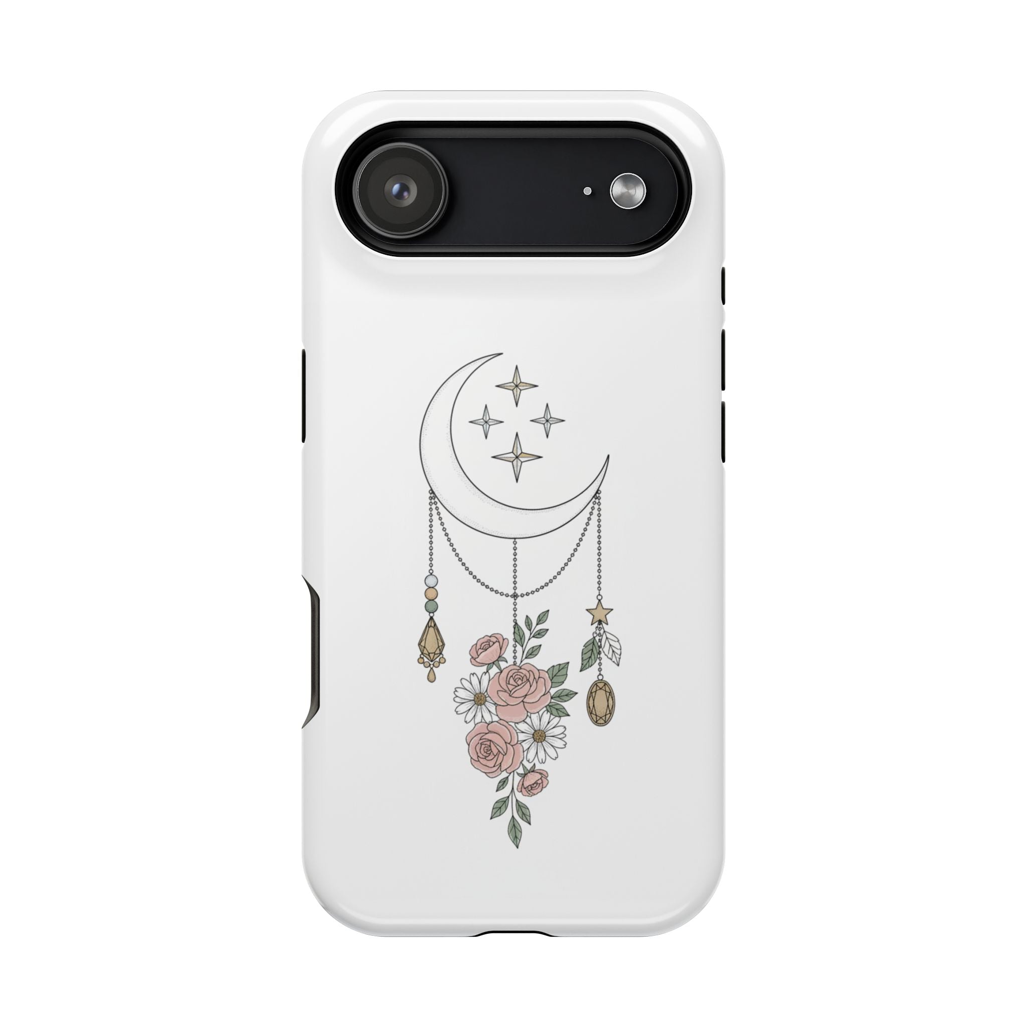 Moon & Roses Magnetic Impact Phone Case — Celestial Floral iPhone Cover