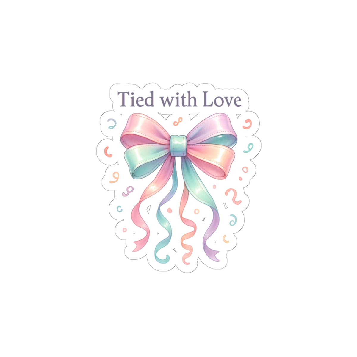 Tied with Love Pastel Bow Sticker — Cute Kiss-Cut Decorative Sticker for Gifts, Laptops & Scrapbooking