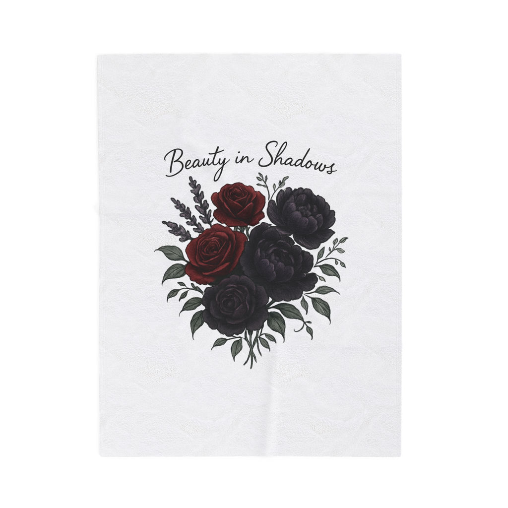 Velveteen Blanket — "Beauty in Shadows" Dark Rose Plush Throw