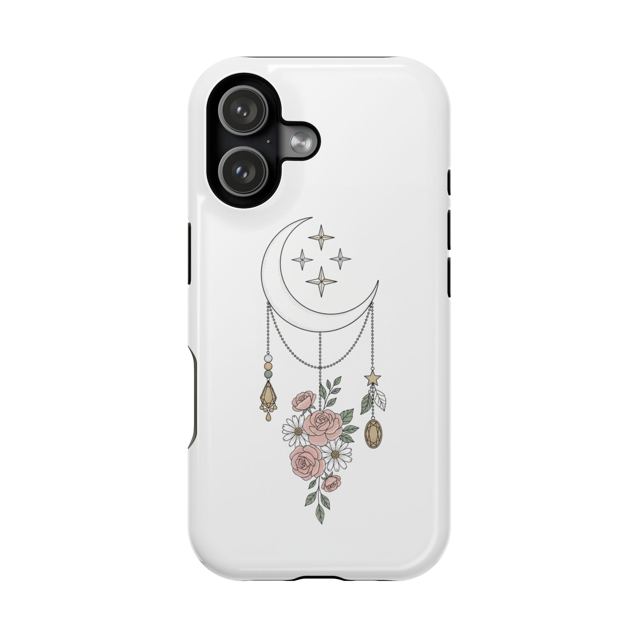 Moon & Roses Magnetic Impact Phone Case — Celestial Floral iPhone Cover