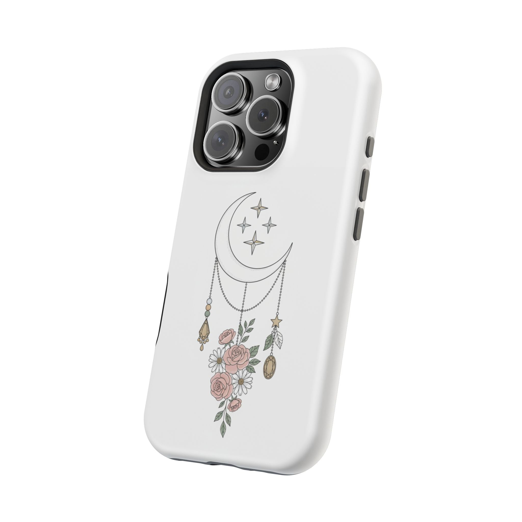 Moon & Roses Magnetic Impact Phone Case — Celestial Floral iPhone Cover