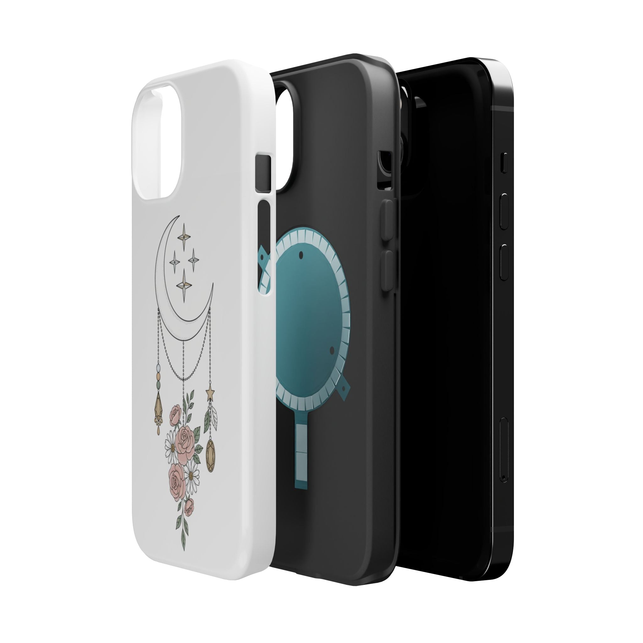 Moon & Roses Magnetic Impact Phone Case — Celestial Floral iPhone Cover