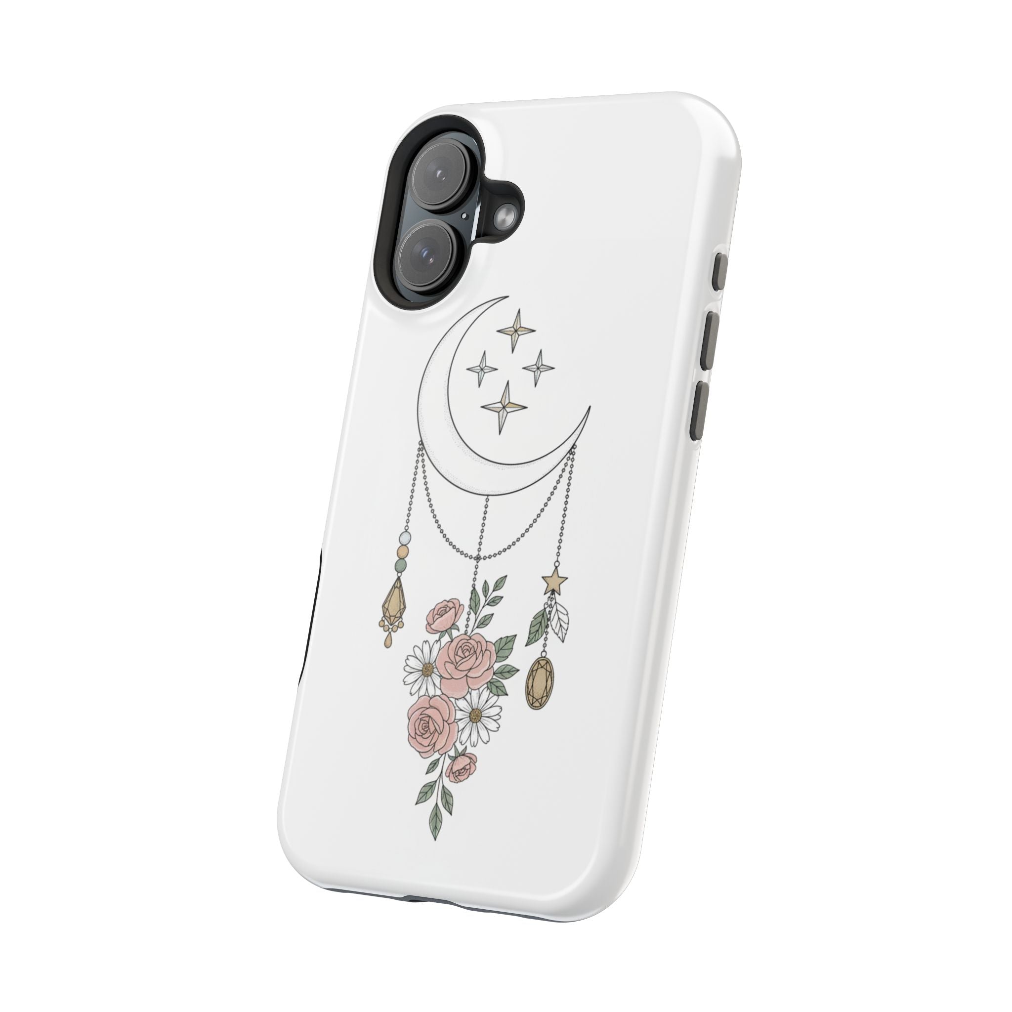Moon & Roses Magnetic Impact Phone Case — Celestial Floral iPhone Cover