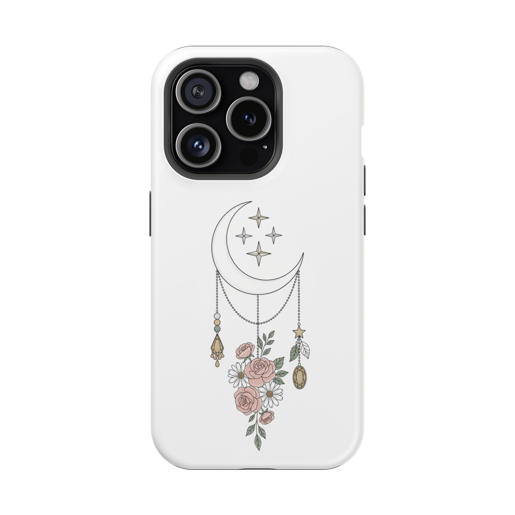 Moon & Roses Magnetic Impact Phone Case — Celestial Floral iPhone Cover