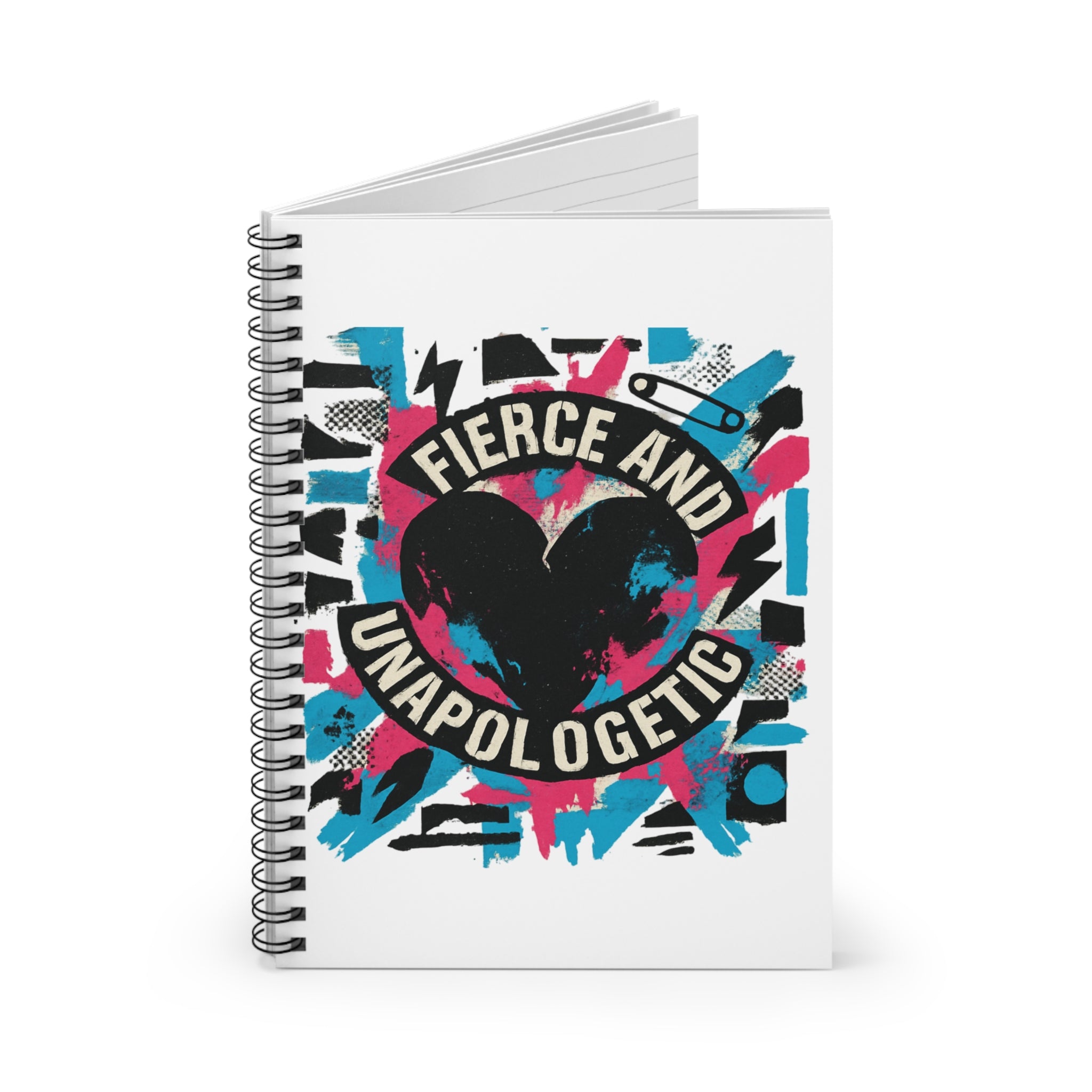 Fierce and Unapologetic Spiral Notebook — Heart Graphic Ruled Journal