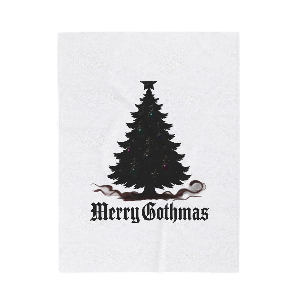 Velveteen Plush Blanket — 'Merry Gothmas' Gothic Christmas Tree Throw