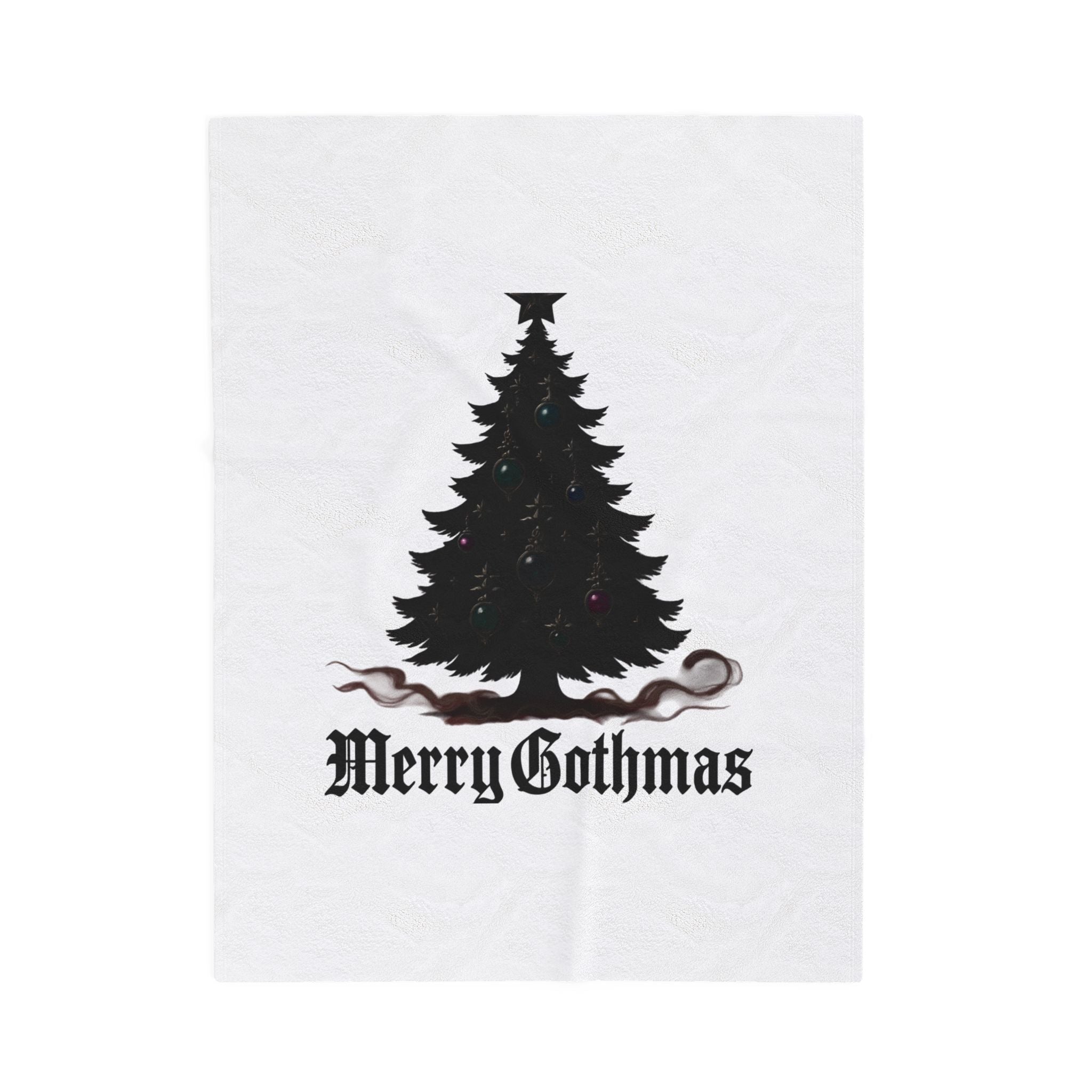 Velveteen Plush Blanket — 'Merry Gothmas' Gothic Christmas Tree Throw