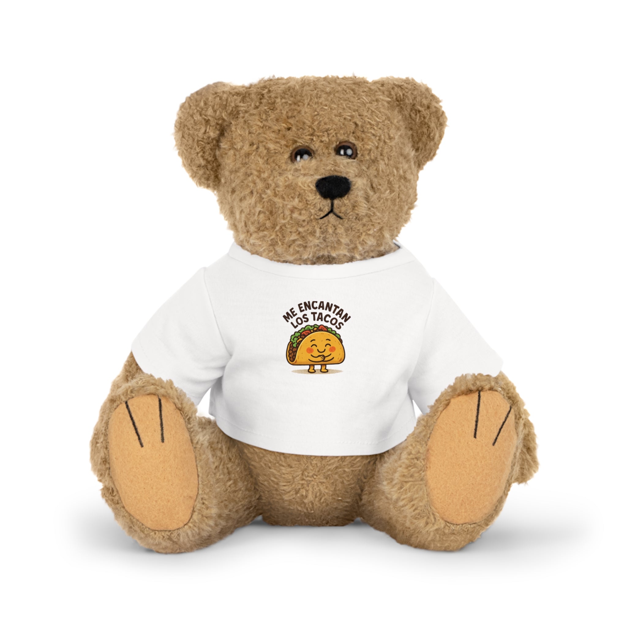 Classic Brown Bear Plush Toy with White T-Shirt | Customizable Shirt