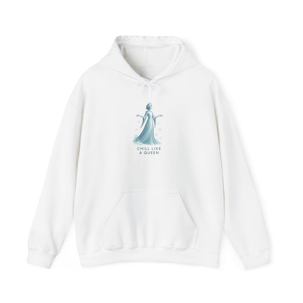 Queen Illustration Hoodie — "Chill Like a Queen" Cozy Graphic Sweatshirt