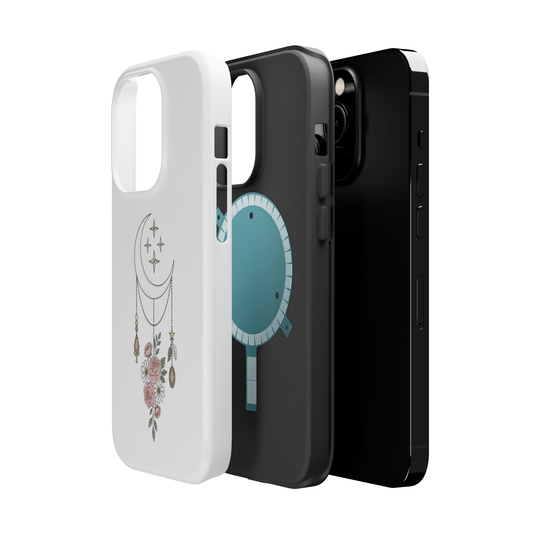 Moon & Roses Magnetic Impact Phone Case — Celestial Floral iPhone Cover