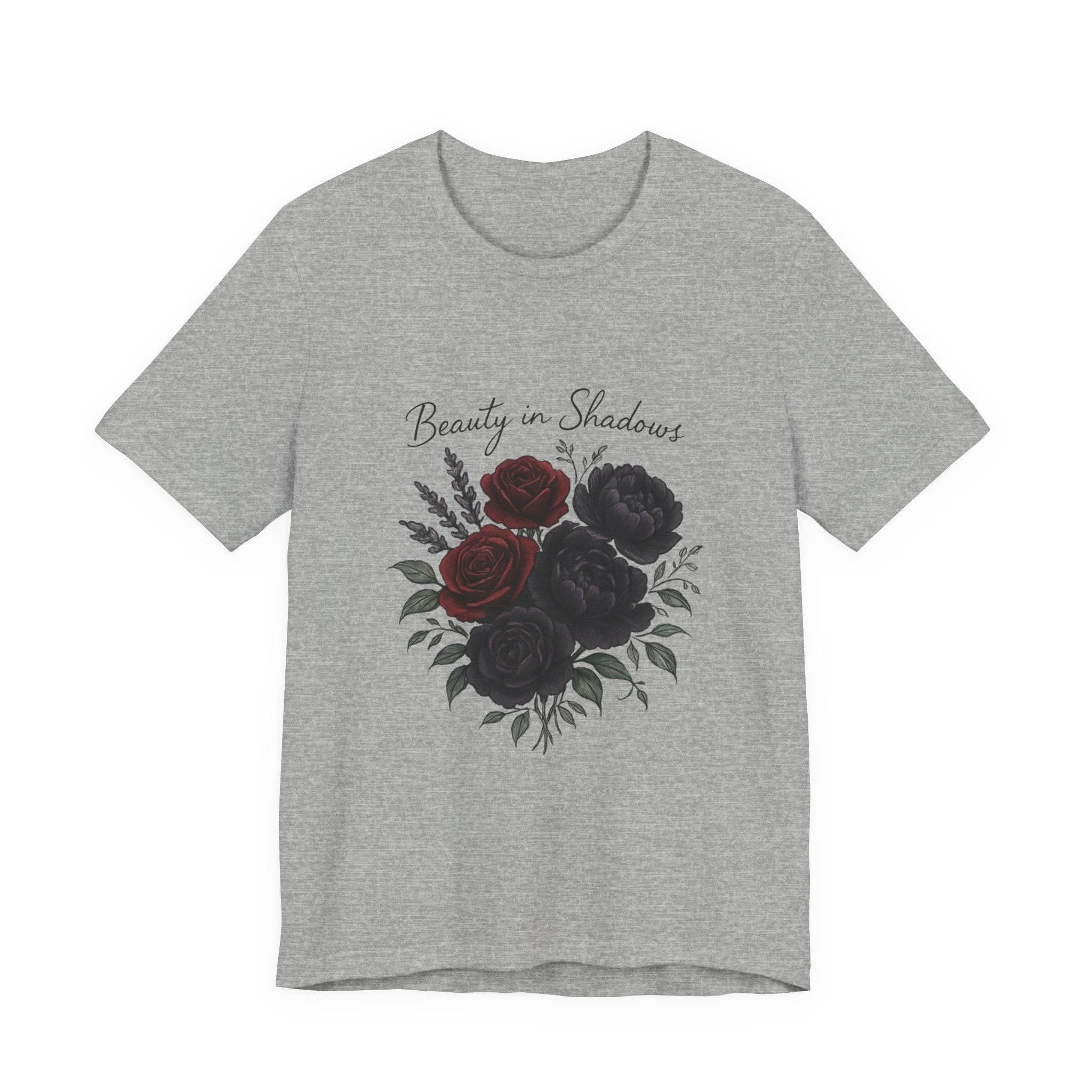 Floral Tee — "Beauty in Shadow" Dark Rose Bouquet Graphic T-Shirt