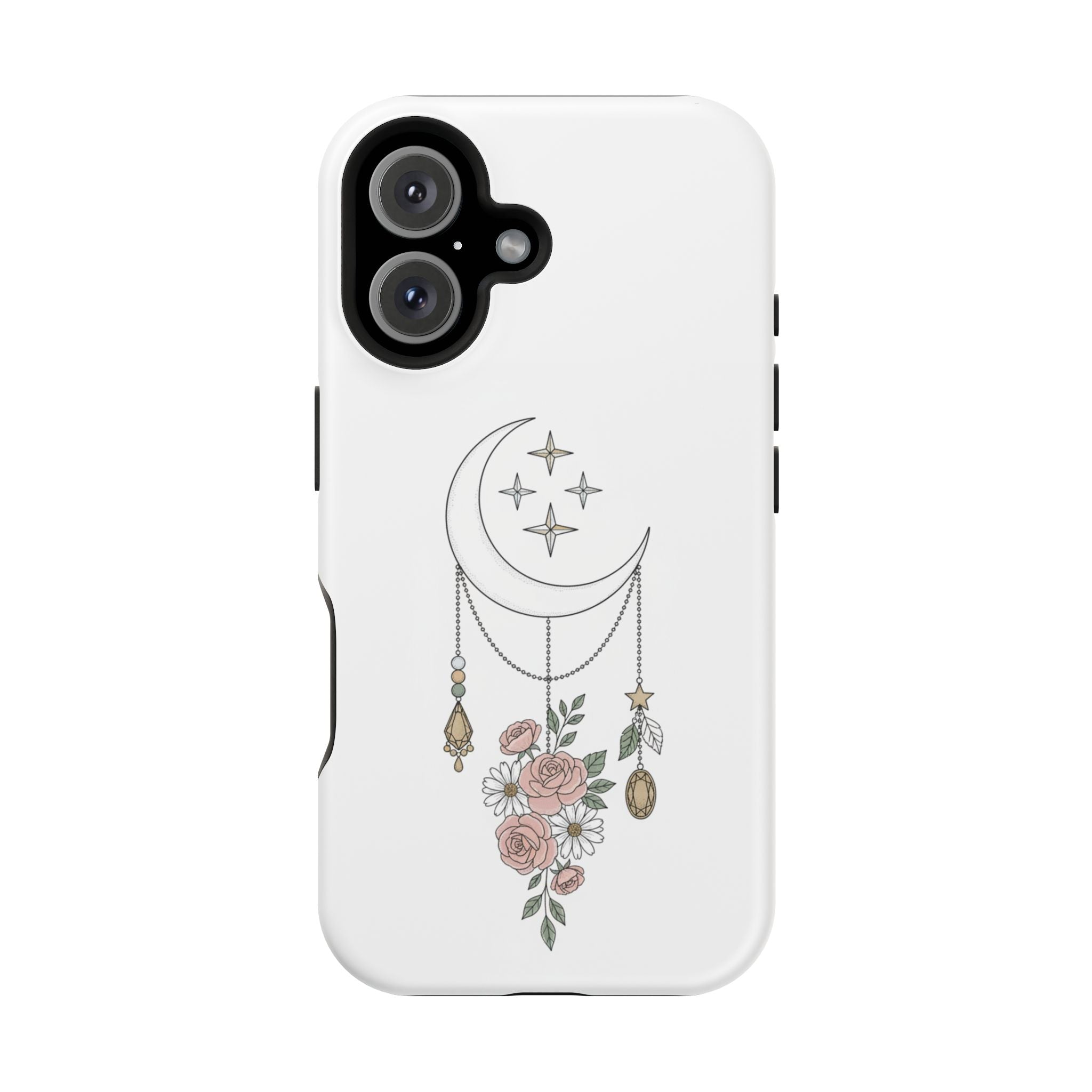 Moon & Roses Magnetic Impact Phone Case — Celestial Floral iPhone Cover