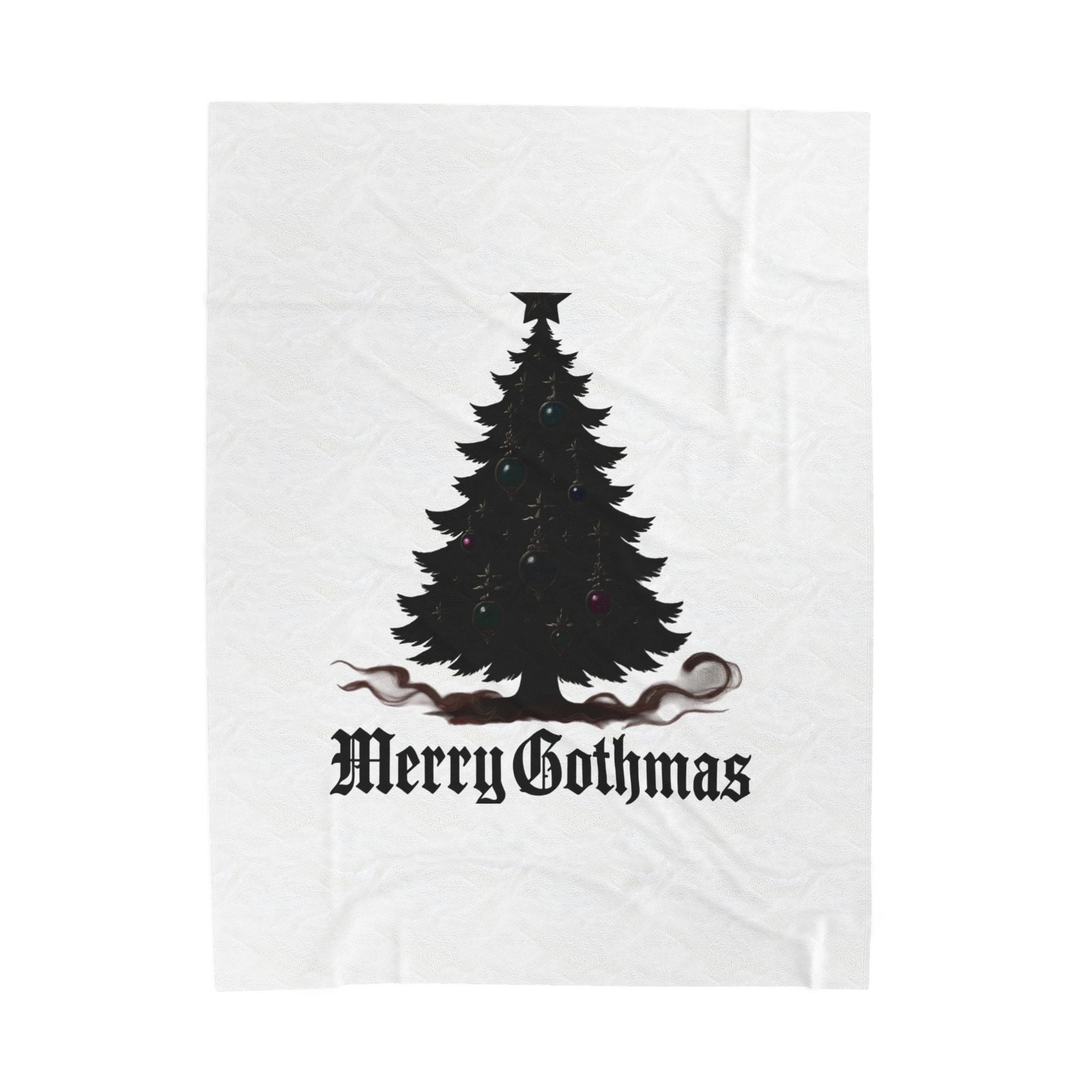 Velveteen Plush Blanket — 'Merry Gothmas' Gothic Christmas Tree Throw