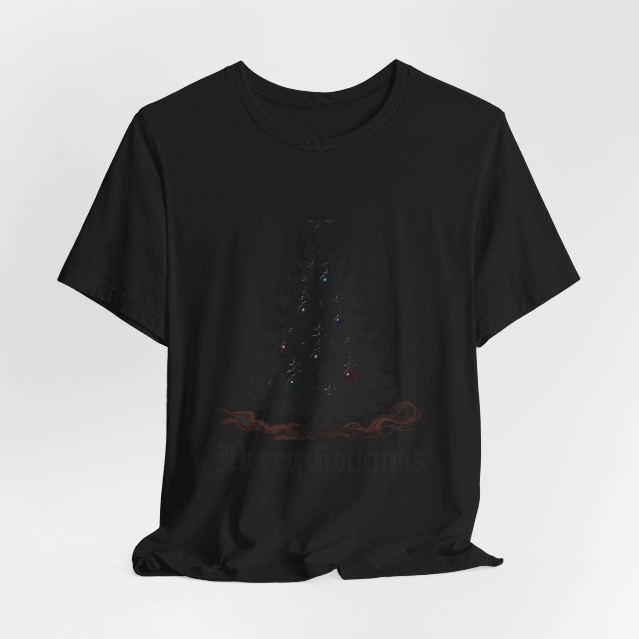 Gothic Christmas Tee — 'Merry Gothmas' Black Tree Graphic