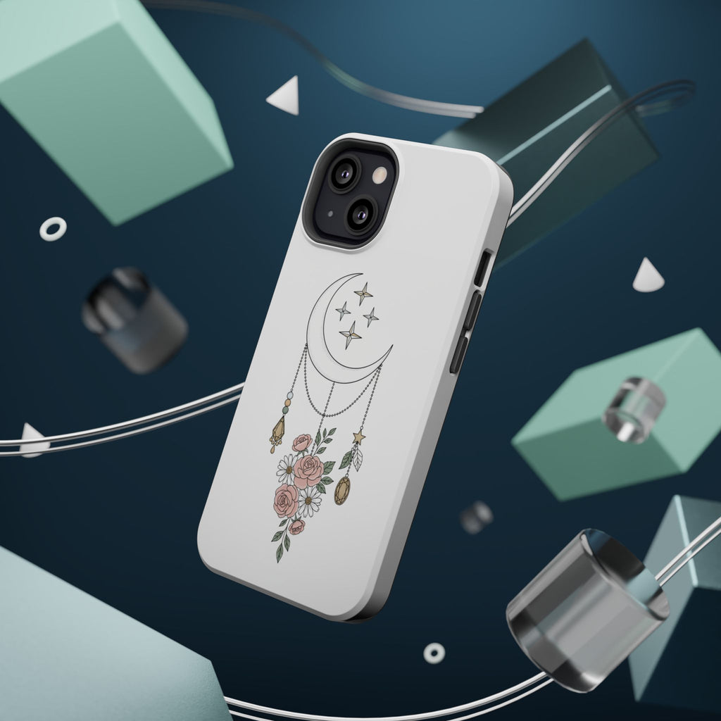 Moon & Roses Magnetic Impact Phone Case — Celestial Floral iPhone Cover