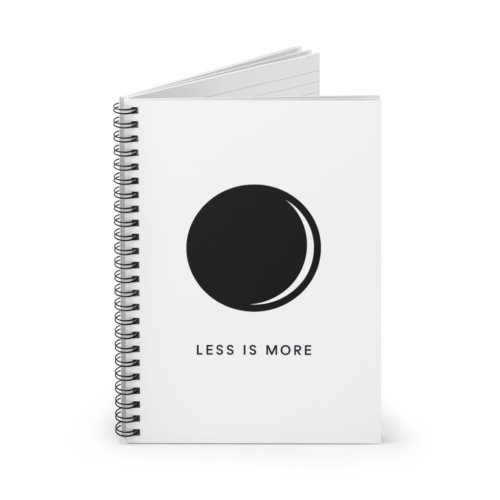 Minimalist Moon Spiral Notebook — "Less Is More" Ruled Journal