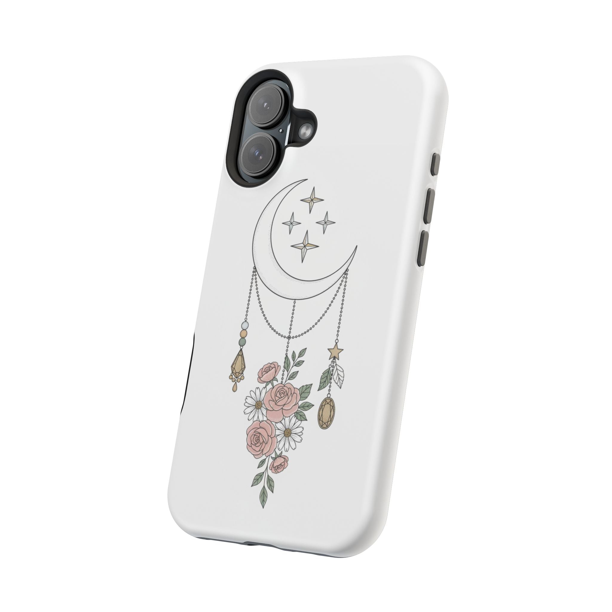 Moon & Roses Magnetic Impact Phone Case — Celestial Floral iPhone Cover