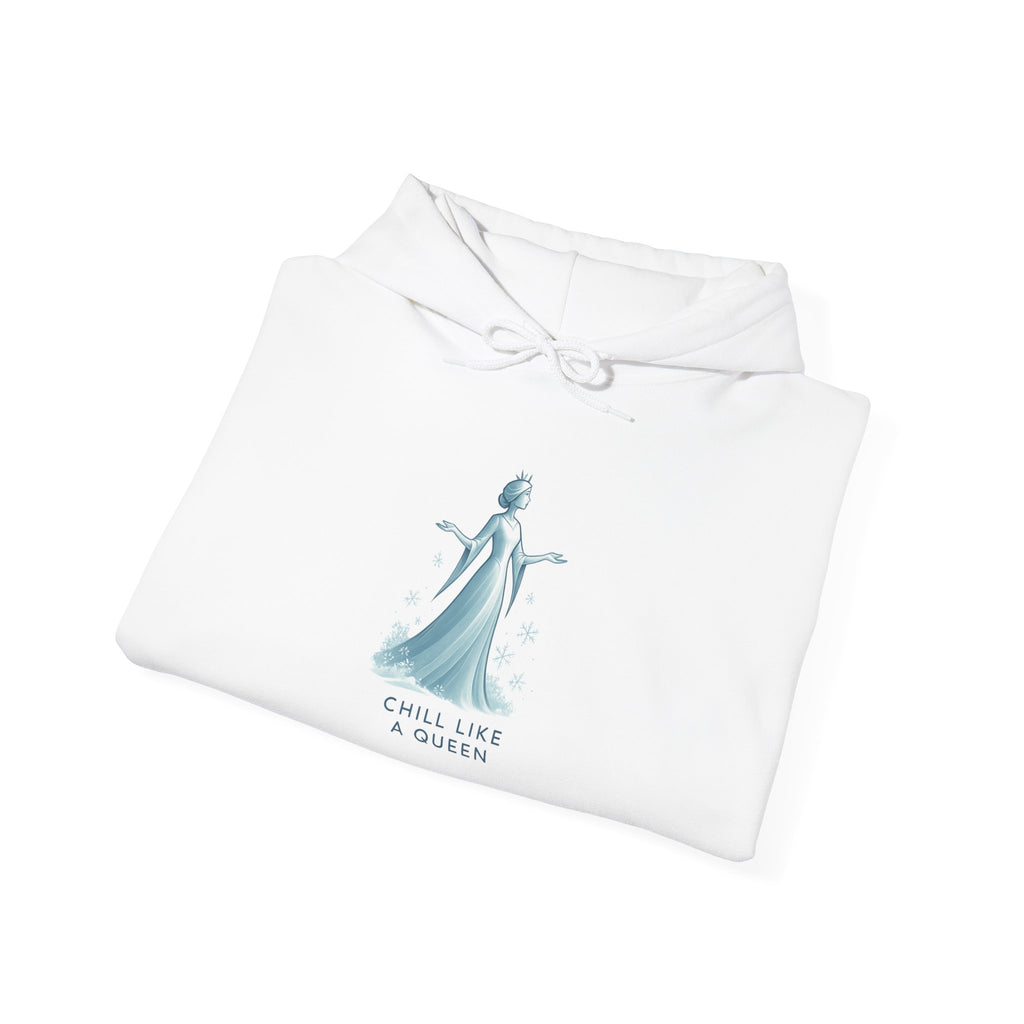 Queen Illustration Hoodie — "Chill Like a Queen" Cozy Graphic Sweatshirt