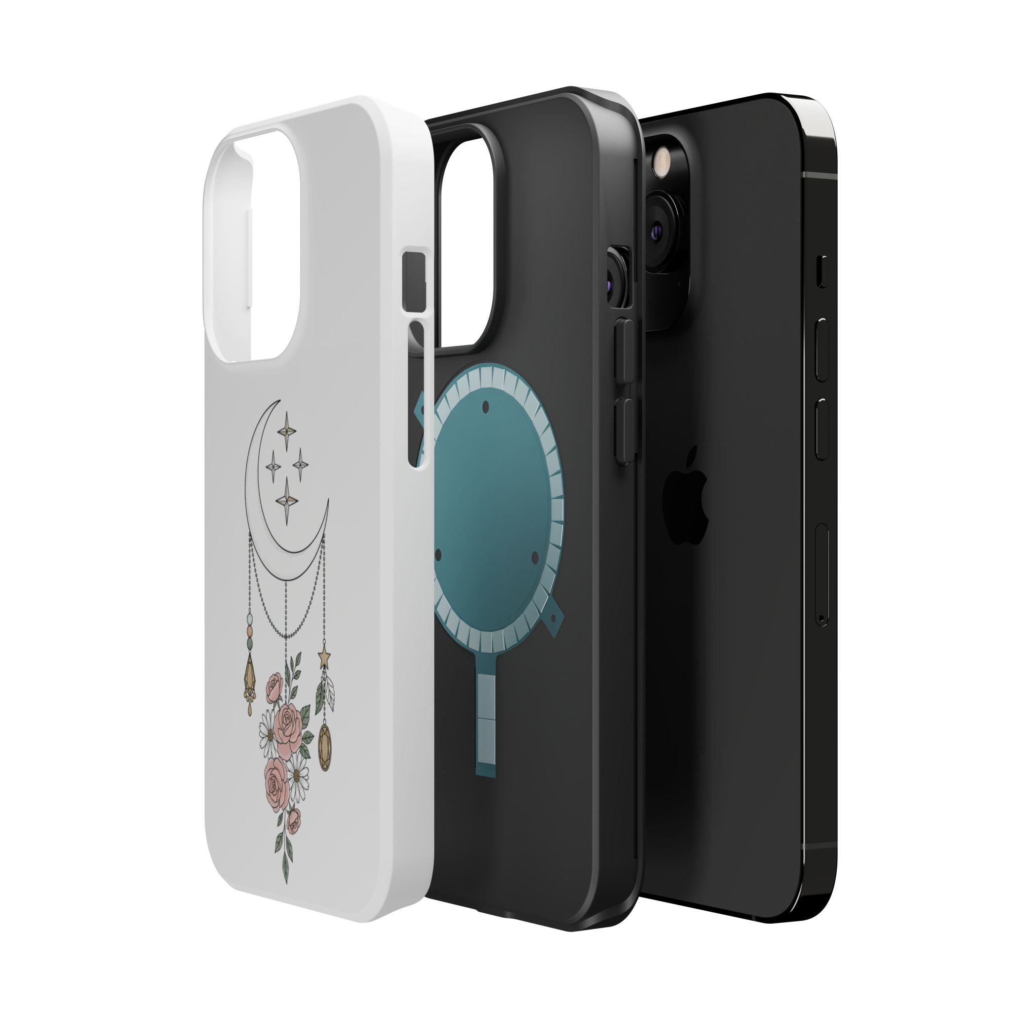 Moon & Roses Magnetic Impact Phone Case — Celestial Floral iPhone Cover