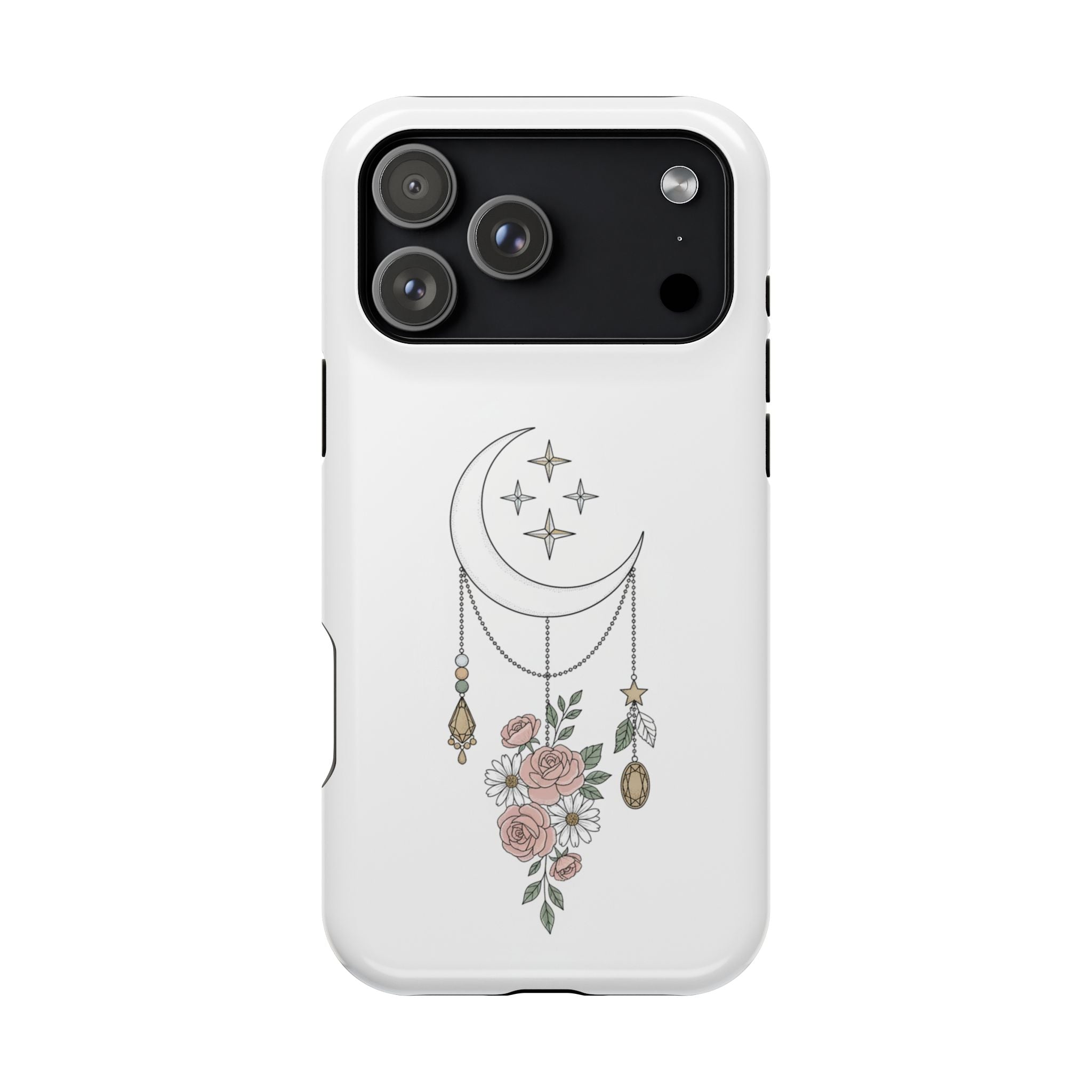 Moon & Roses Magnetic Impact Phone Case — Celestial Floral iPhone Cover