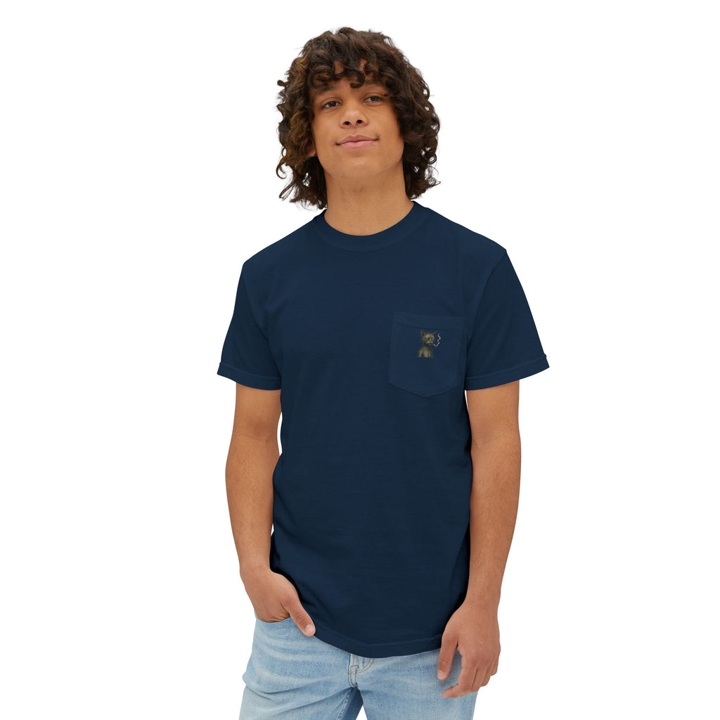 Bear Cub Pocket Art T-Shirt | Minimal Woodland Graphic, White Pocket Tee