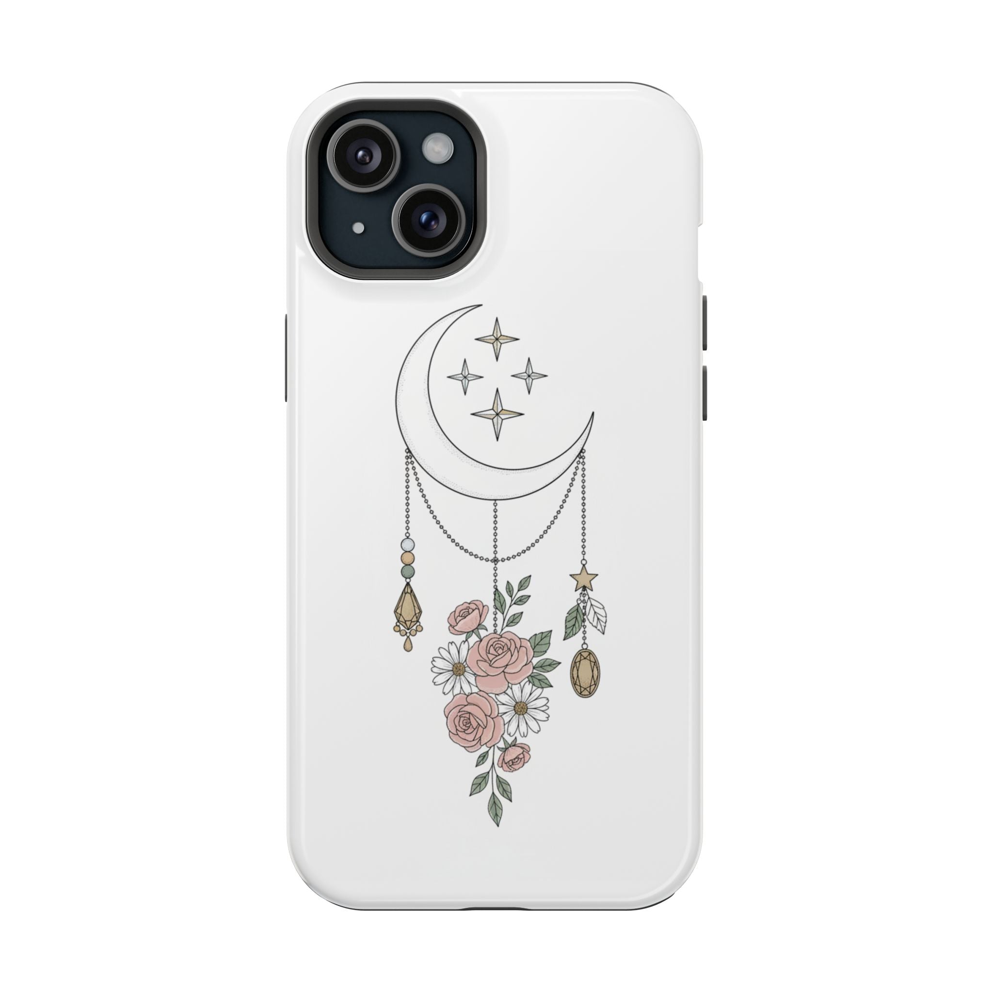 Moon & Roses Magnetic Impact Phone Case — Celestial Floral iPhone Cover