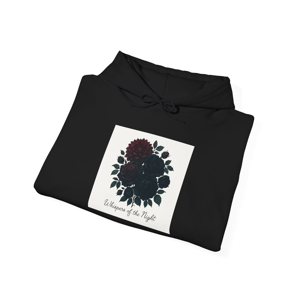 Floral Skull Hoodie — "Embrace the Night" Dark Botanical Graphic Hoodie