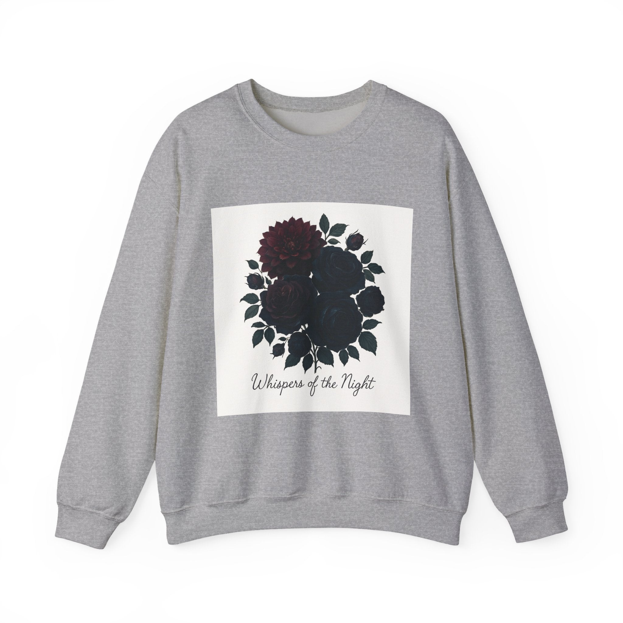 Crewneck Sweatshirt - 'Whispers of the Night' Floral Graphic