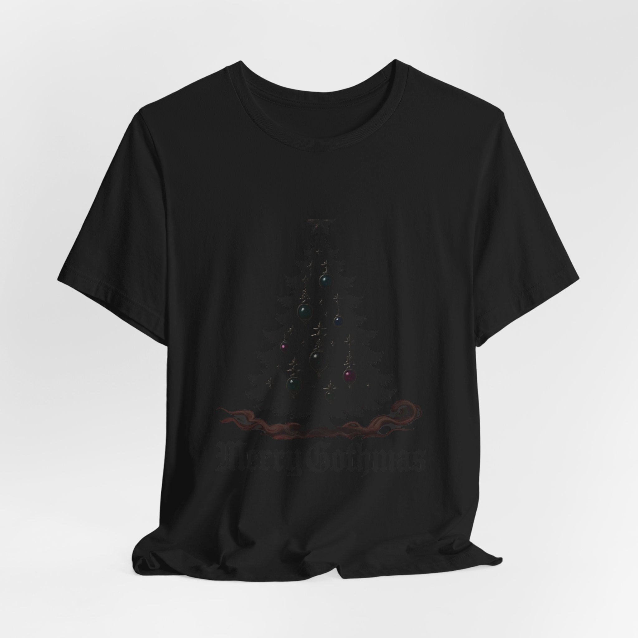 Gothic Christmas Tee — 'Merry Gothmas' Black Tree Graphic