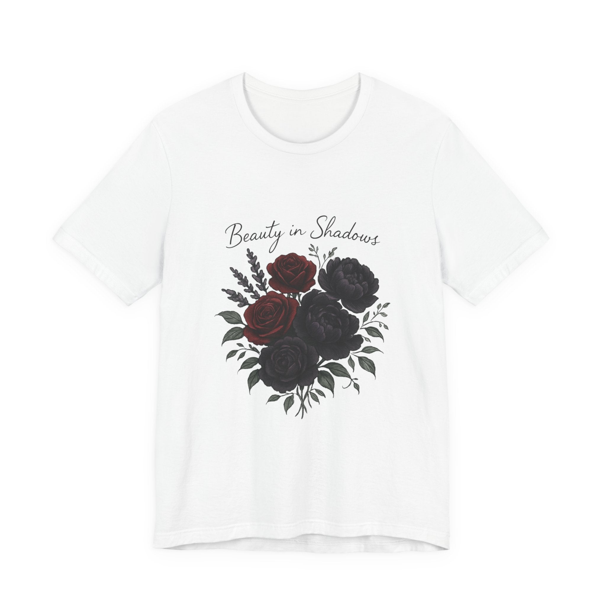 Floral Tee — "Beauty in Shadow" Dark Rose Bouquet Graphic T-Shirt