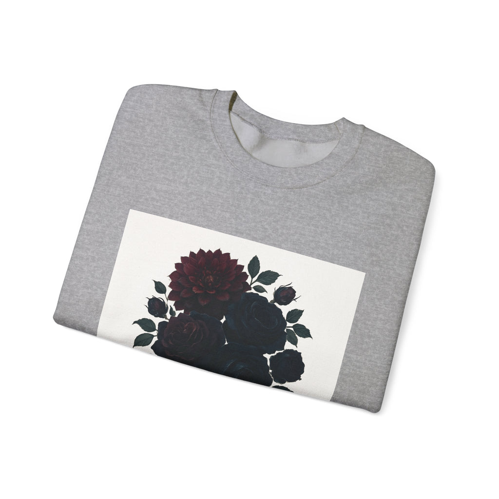 Crewneck Sweatshirt - 'Whispers of the Night' Floral Graphic