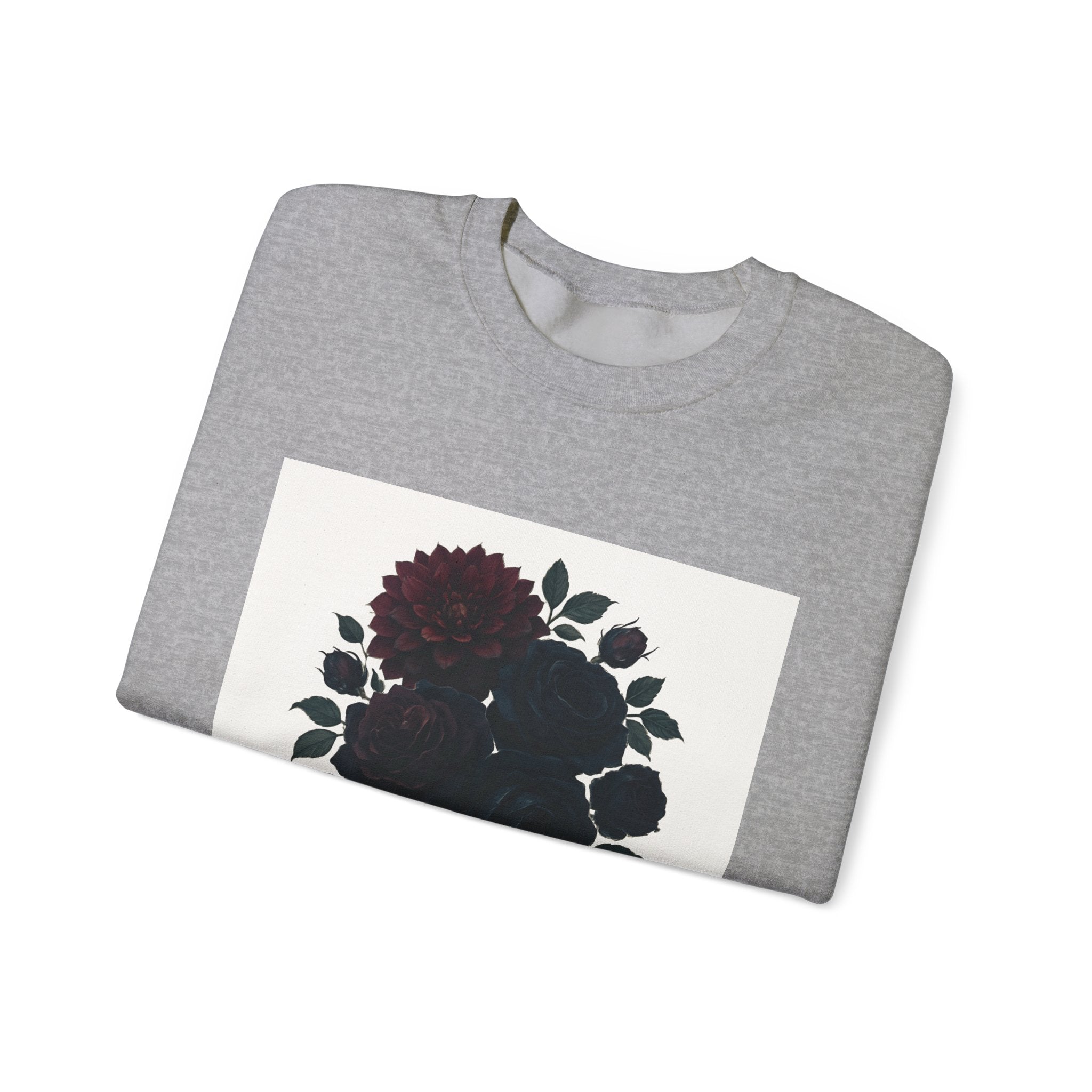 Crewneck Sweatshirt - 'Whispers of the Night' Floral Graphic
