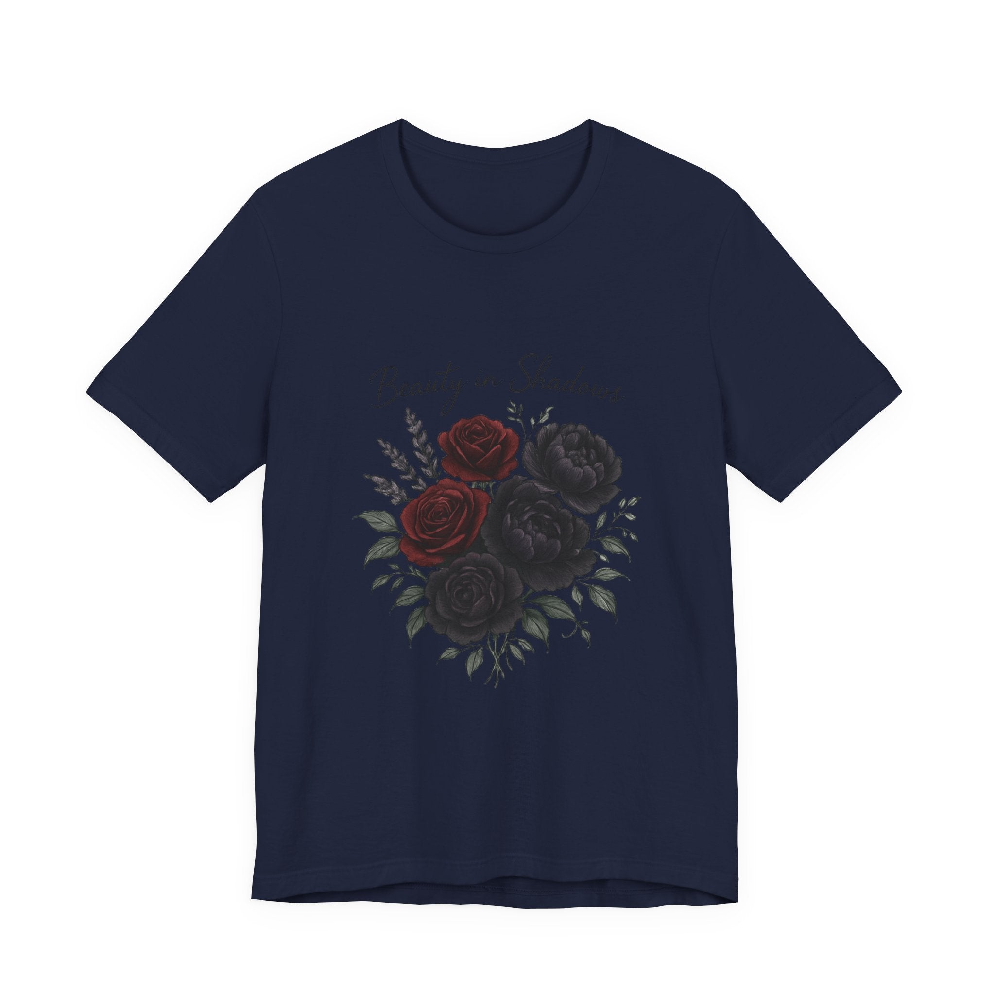 Floral Tee — "Beauty in Shadow" Dark Rose Bouquet Graphic T-Shirt