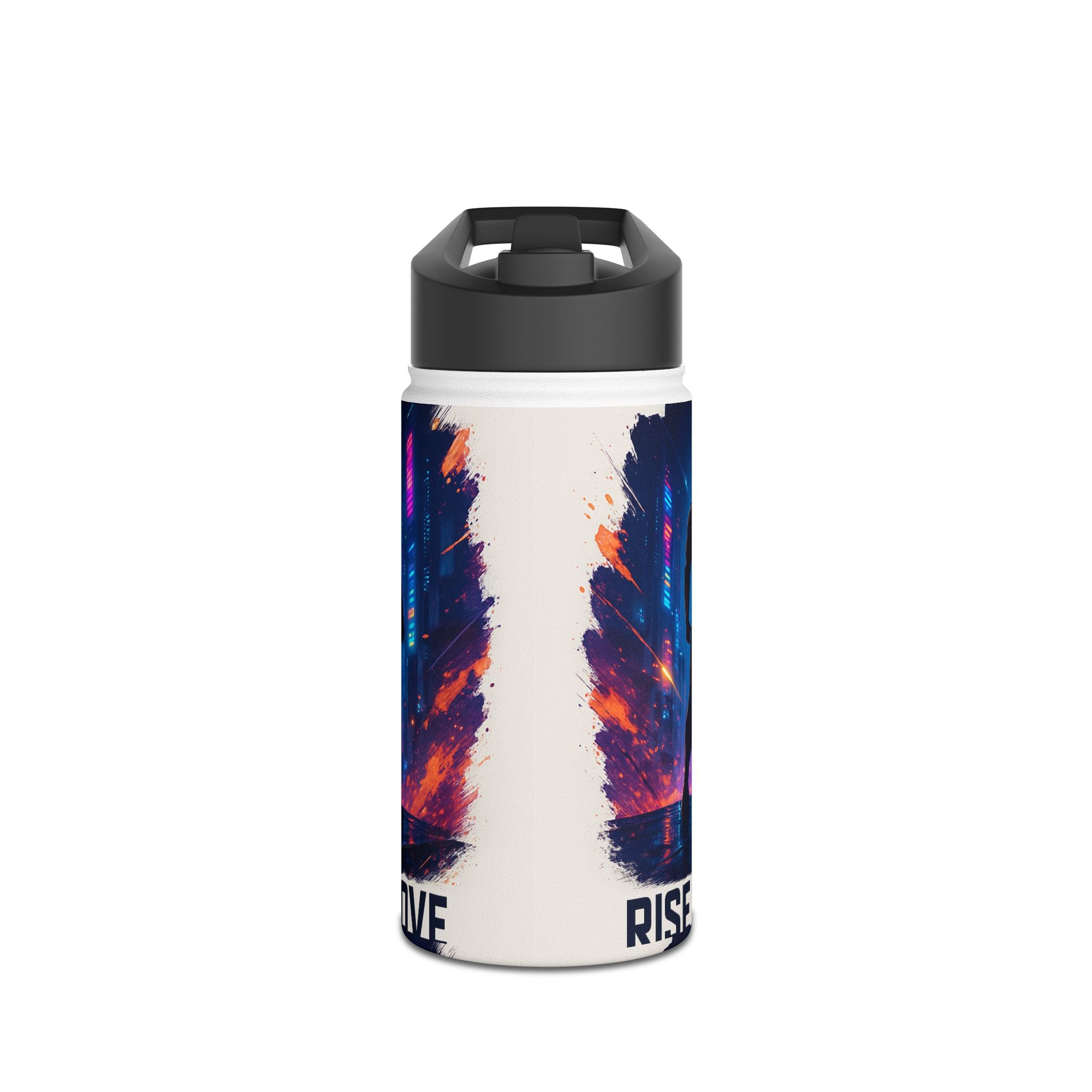 Rise Above Stainless Steel Water Bottle — Cybercity Silhouette Design