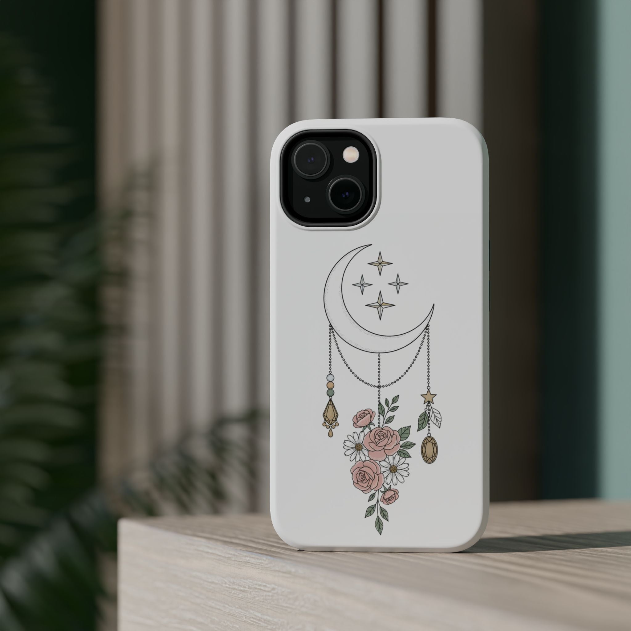 Moon & Roses Magnetic Impact Phone Case — Celestial Floral iPhone Cover