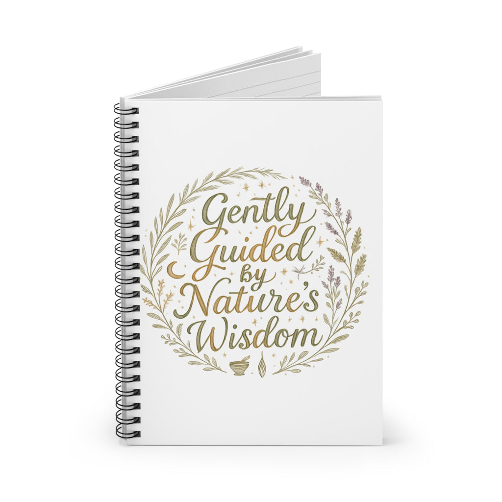 Gently Guided by Nature's Wisdom Spiral Notebook — Floral Boho Ruled Journal
