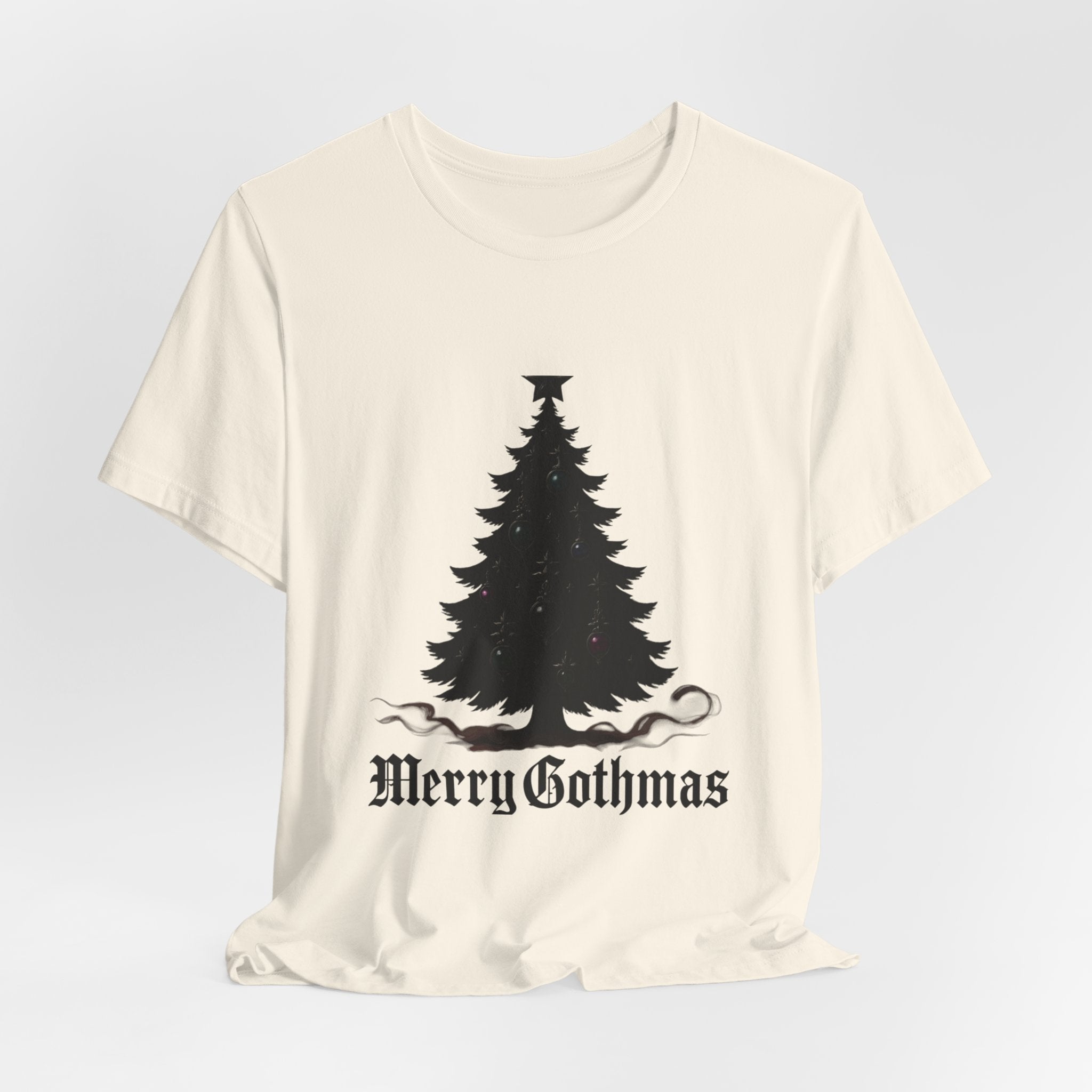 Gothic Christmas Tee — 'Merry Gothmas' Black Tree Graphic
