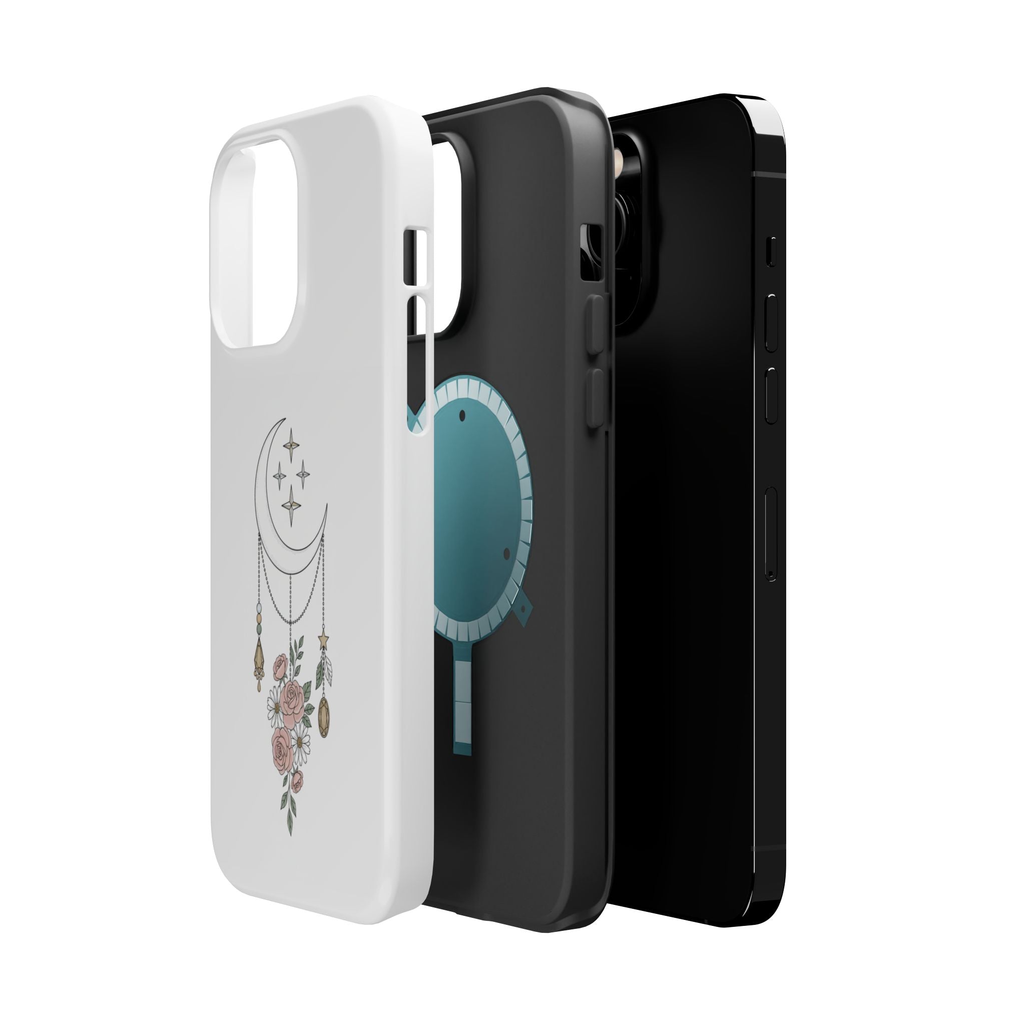 Moon & Roses Magnetic Impact Phone Case — Celestial Floral iPhone Cover