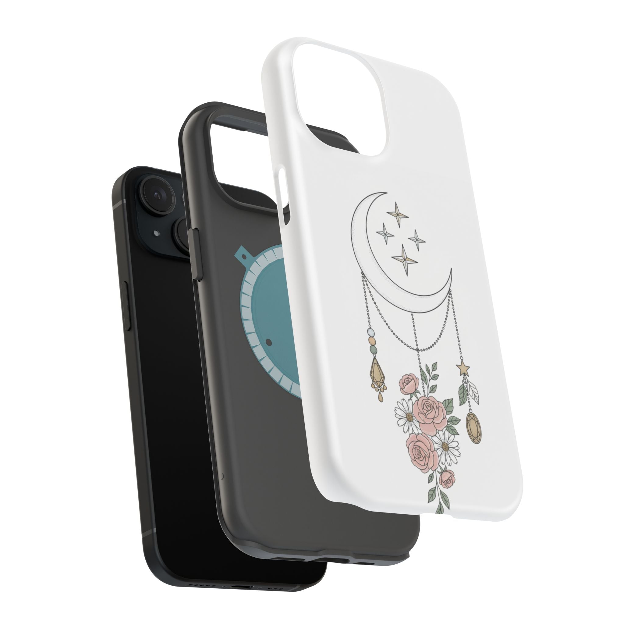 Moon & Roses Magnetic Impact Phone Case — Celestial Floral iPhone Cover