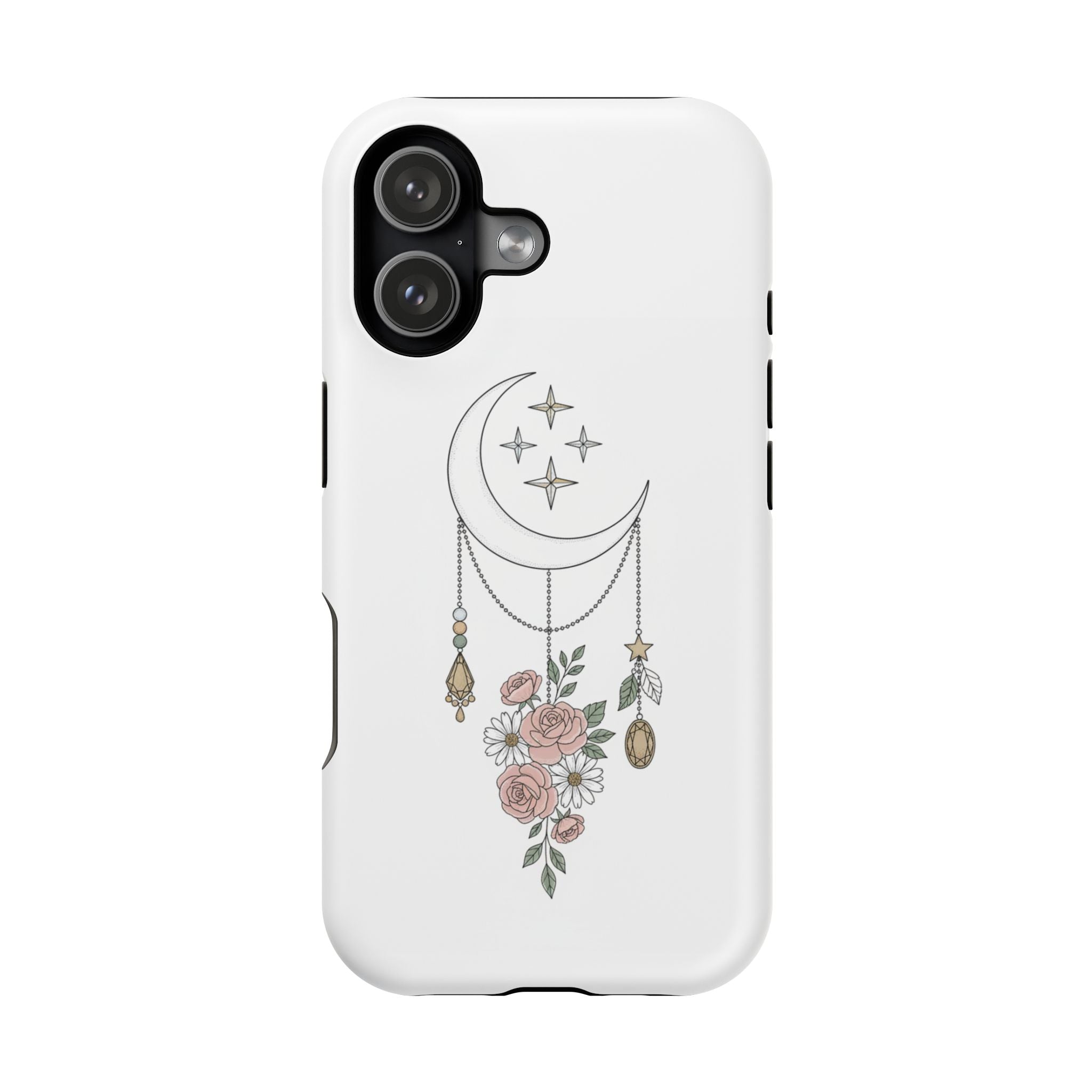 Moon & Roses Magnetic Impact Phone Case — Celestial Floral iPhone Cover