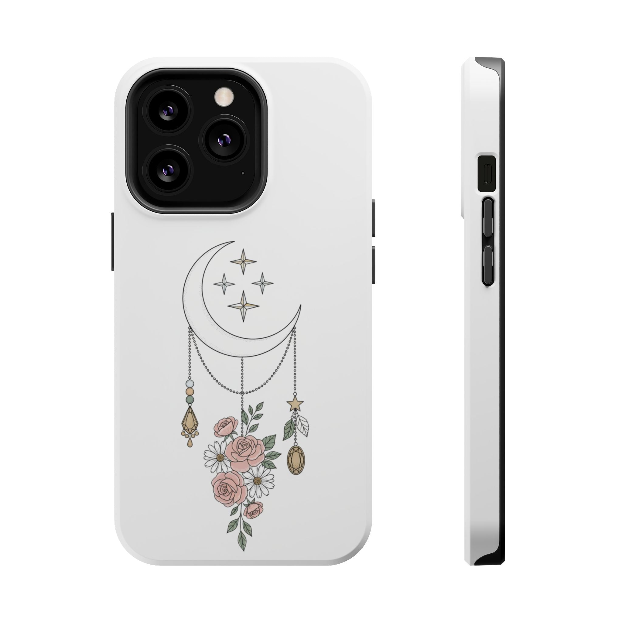 Moon & Roses Magnetic Impact Phone Case — Celestial Floral iPhone Cover